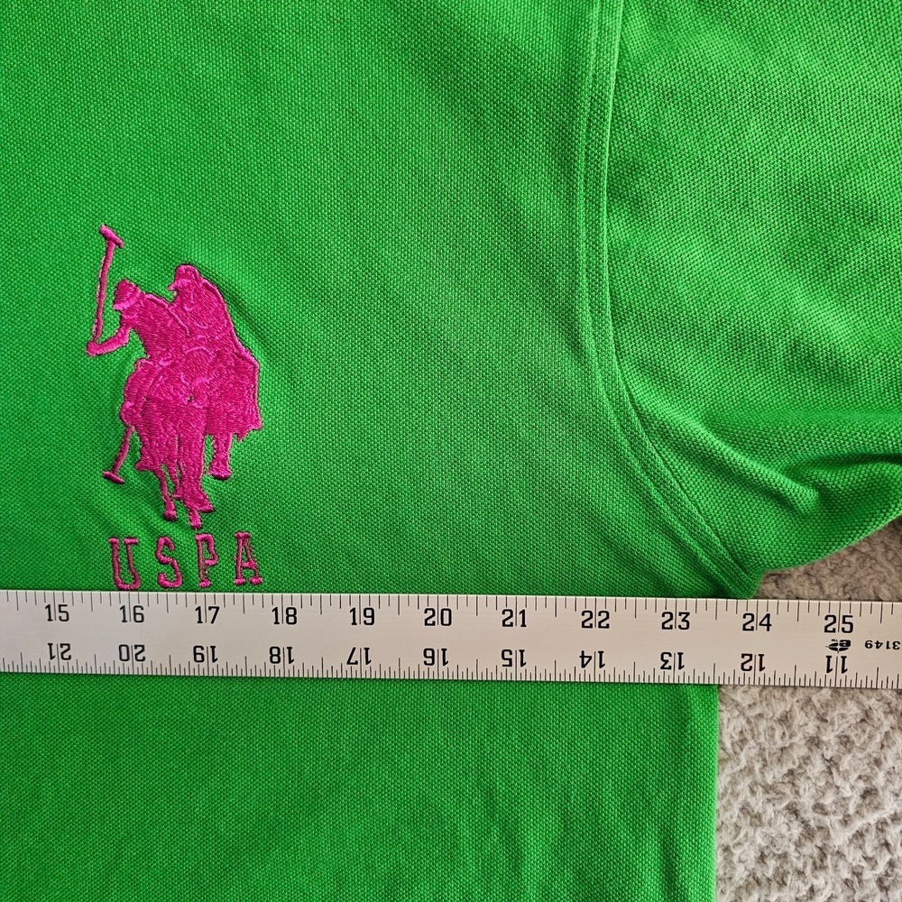 U.S. Polo Assn. Polo Shirt Men XL Green Pink Big Logo Short Sleeve Cotton XL - Picture 6 of 8